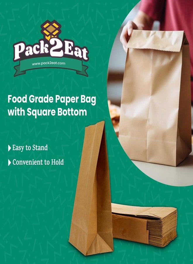 Pack2Eat أكياس ورقية مربعة القاعدة من Pack2Eat، مصنوعة من مواد معاد تدويرها بنسبة 100% | تغليف طعام صحي وقابل للتحلل الحيوي | أكياس ورقية خفيفة الوزن مثالية لوزن يصل إلى 500 غرام | أكياس بنية اللون للاستخدام مرة واحدة (30×17×4 سم، عبوة من 100 كيس) - Image 2
